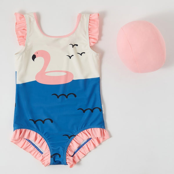 Pink Flamingo Ruffle One-Piece Swimsuit
