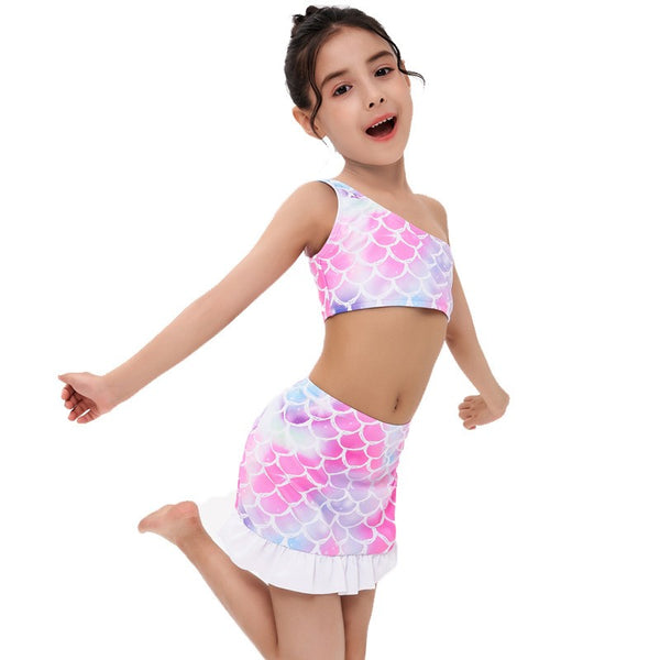 Mermaid Scale Bikini with Ruffle Skirt