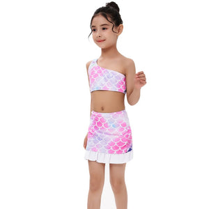 Mermaid Scale Bikini with Ruffle Skirt