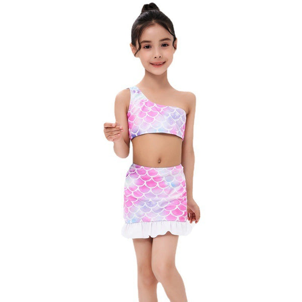 Mermaid Scale Bikini with Ruffle Skirt