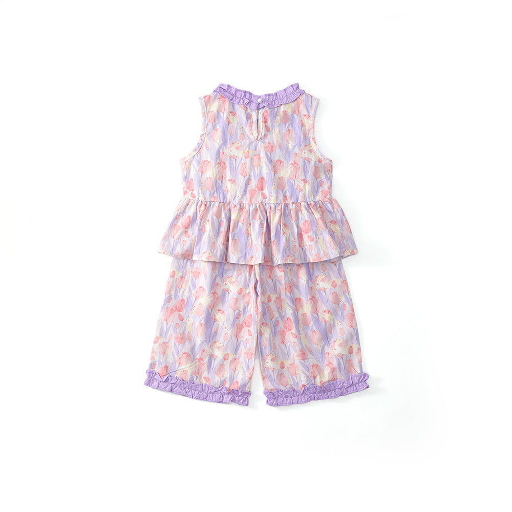 Toddler & Kids Girl Floral Sleeveless Top and Ruffle Hem Pants Set