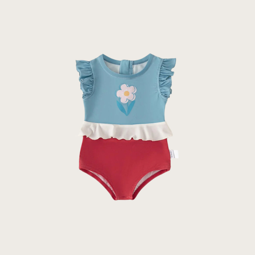 Baby and Toddler Girl Ruffle One-Piece Swimsuit with Flower Print