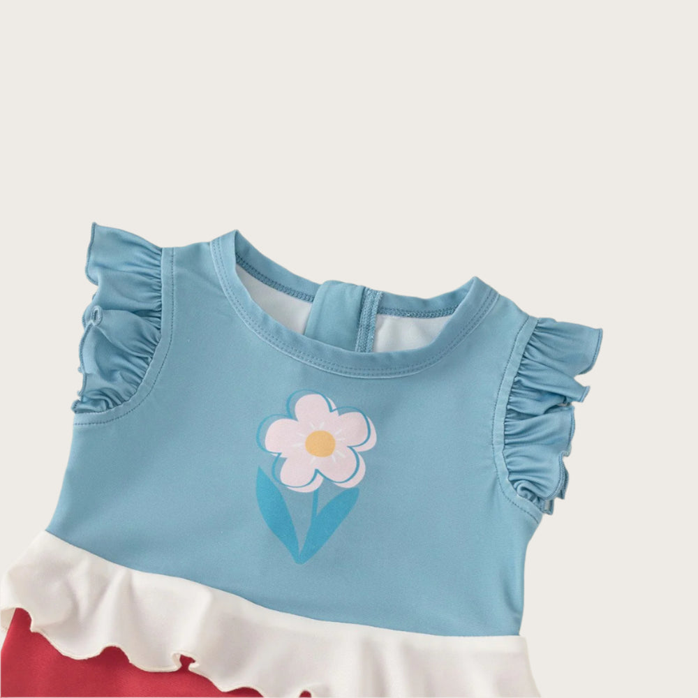 Baby and Toddler Girl Ruffle One-Piece Swimsuit with Flower Print