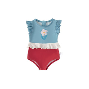 Baby and Toddler Girl Ruffle One-Piece Swimsuit with Flower Print