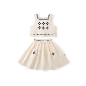Toddler and Kids Girl Boho Embroidered Top & Skirt Set