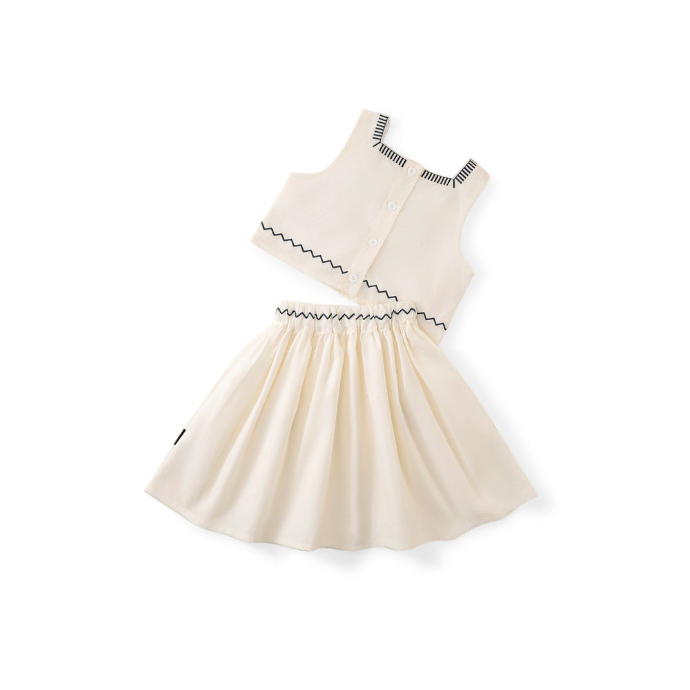 Toddler and Kids Girl Boho Embroidered Top & Skirt Set
