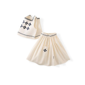 Toddler and Kids Girl Boho Embroidered Top & Skirt Set
