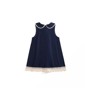 Toddler and Kids Girl British Style Navy Sleeveless Dress