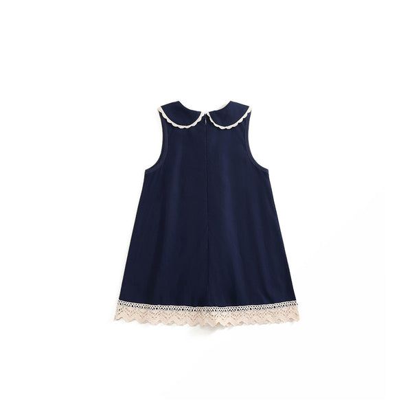 Toddler and Kids Girl British Style Navy Sleeveless Dress