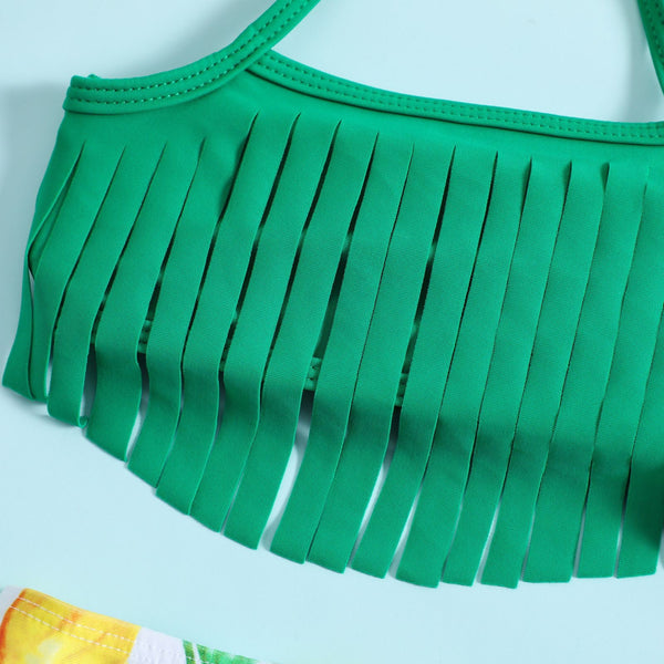 Baby & Toddler Girl Green Fringe Pineapple Bikini Set