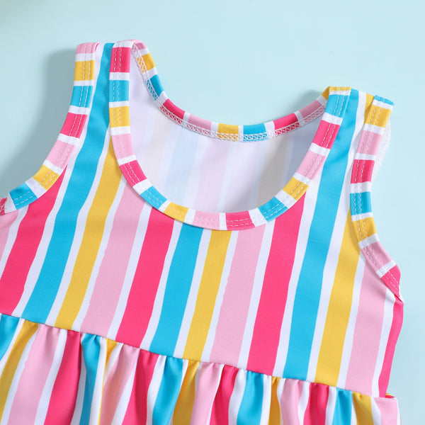 Baby & Toddler Girl Rainbow Stripe Bow Bikini Set