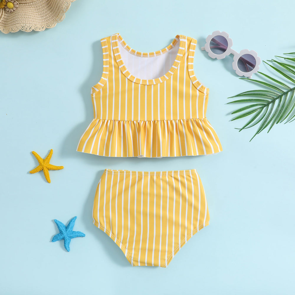 Baby & Toddler Girl Yellow Stripe Bow Bikini Set
