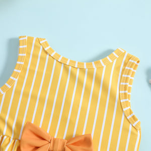 Baby & Toddler Girl Yellow Stripe Bow Bikini Set