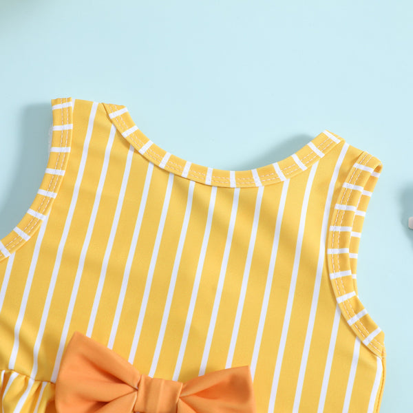 Baby & Toddler Girl Yellow Stripe Bow Bikini Set