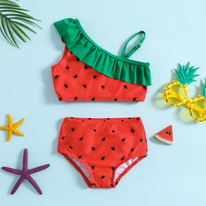 Watermelon One-Shoulder Bikini Set