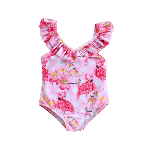 Baby, Toddler & Kid Pink Flamingo Ruffle Swimsuit for Girls