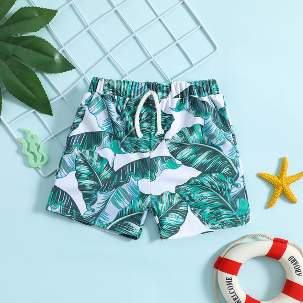 Baby, Toddler, & Kid Tropical Leaf Swim Shorts for Boys