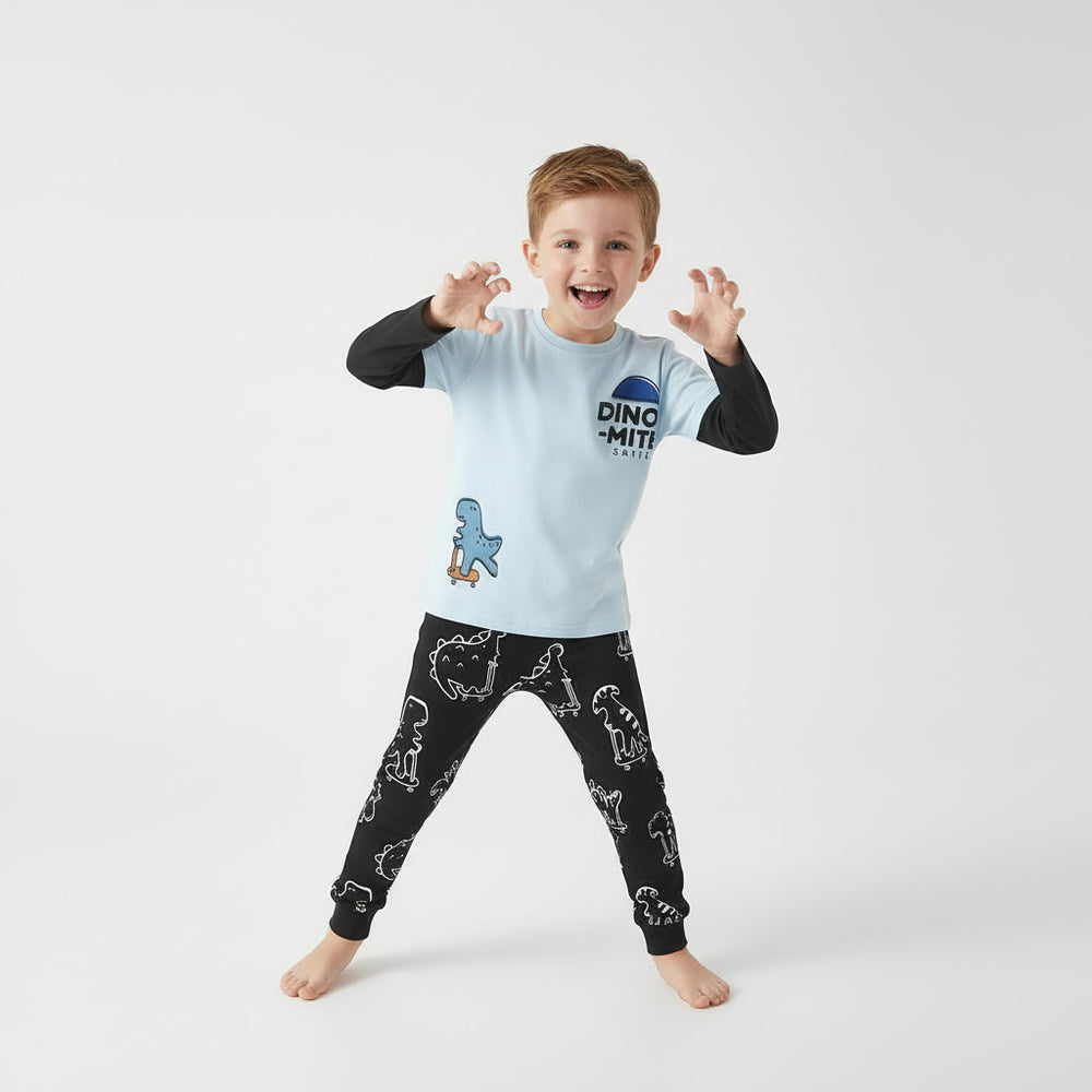 Boy's Dino-Mite Long Sleeve Two-Piece Pajama Set (3T–8T) - Toddlers & Kids