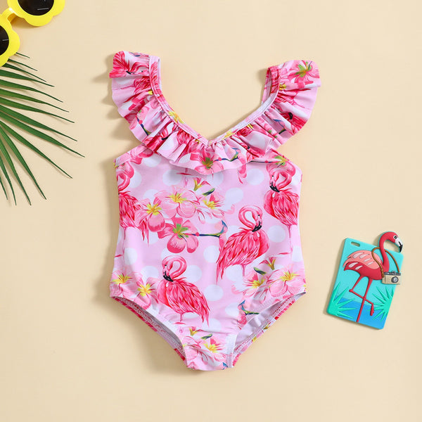 Baby, Toddler & Kid Pink Flamingo Ruffle Swimsuit for Girls