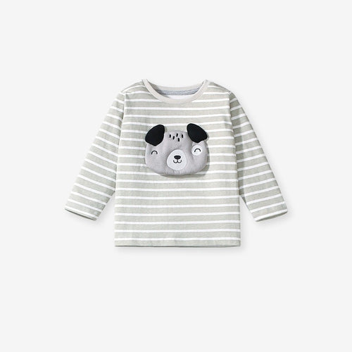 Toddlers & Kids Puppy Face Striped Two-Piece Set