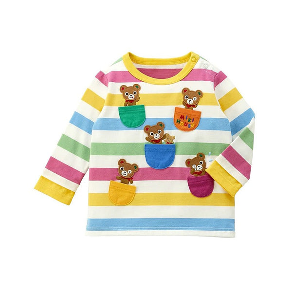 Boy and Girl Adorable Striped Animal Pocket Long-Sleeve Shirt for Baby, Toddler & Kids