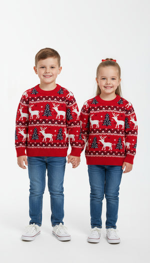 Red Ugly Christmas Sweater for Toddler and Kids - Festive Holiday Pullover