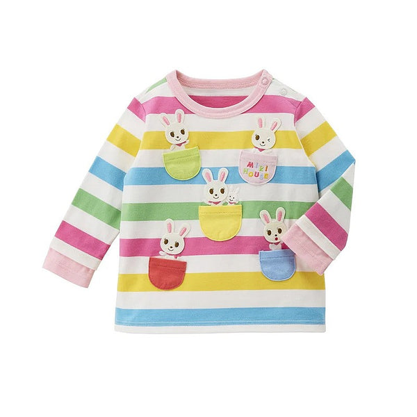 Boy and Girl Adorable Striped Animal Pocket Long-Sleeve Shirt for Baby, Toddler & Kids