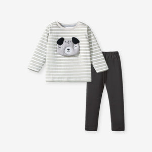 Toddlers & Kids Puppy Face Striped Two-Piece Set