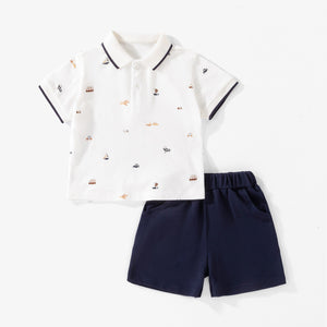 Baby, Toddler & Kids Transportation Print Polo & Shorts Set for Boys
