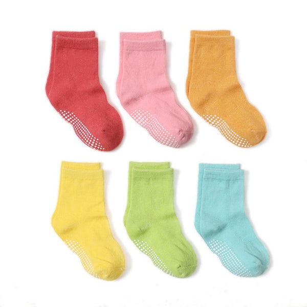 "Riley" Anti-Slip Baby, Toddler & Children's Socks - 6- Pack