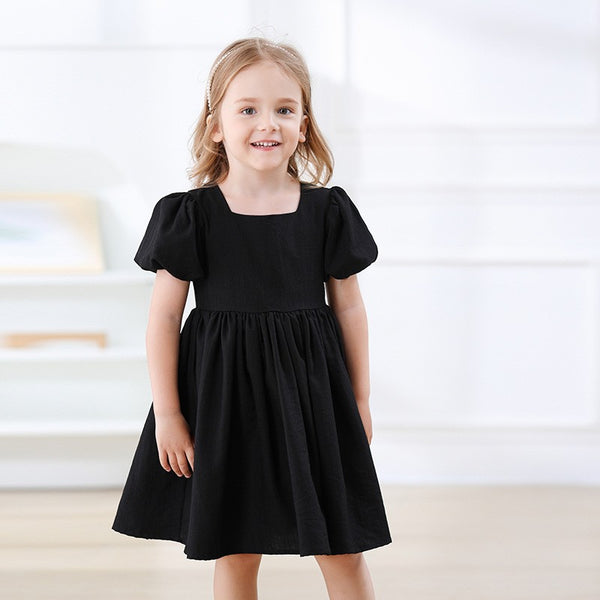 Girls Classic Cotton Square Neck Dress