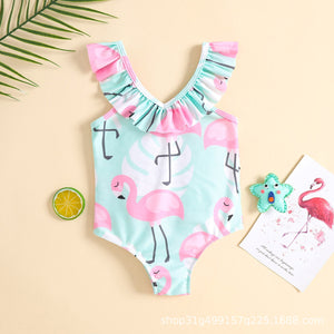 Baby, Toddler & Kid Flamingo Ruffle Swimsuit for Girls