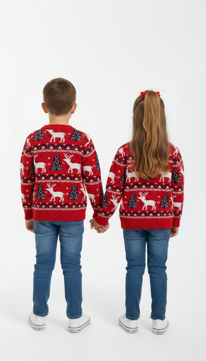 Red Ugly Christmas Sweater for Toddler and Kids - Festive Holiday Pullover