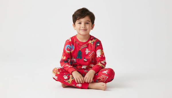 Toddler & Kids Red Christmas Storybook Pajama Set (3T–8T)