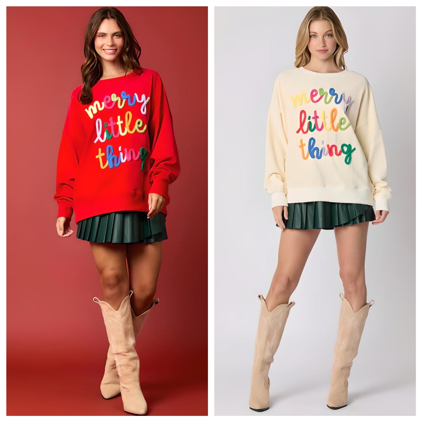 Merry Little Thing Sweater | Rainbow Holiday Pullover | Christmas Fashion - Yarafly 