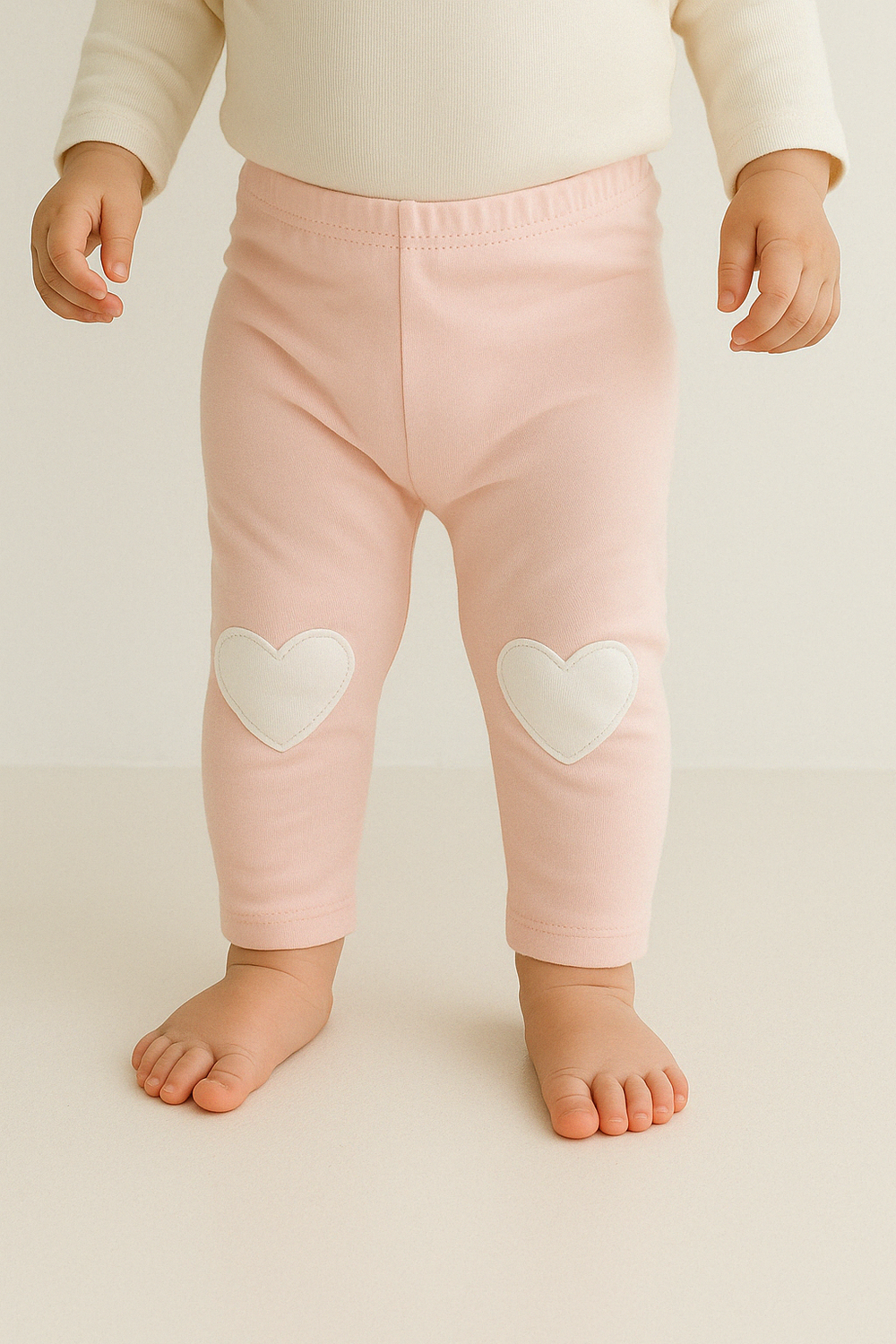 Baby Heart-Patch Leggings for Girls