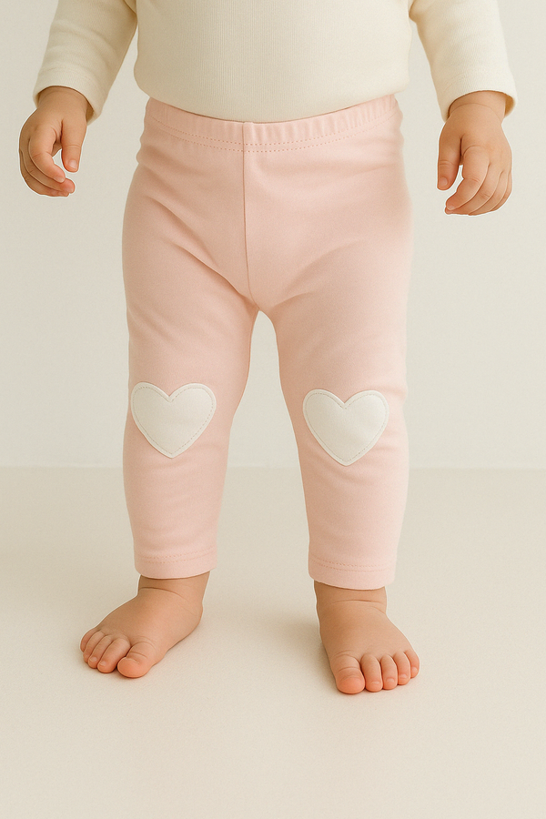 Baby Heart-Patch Leggings for Girls