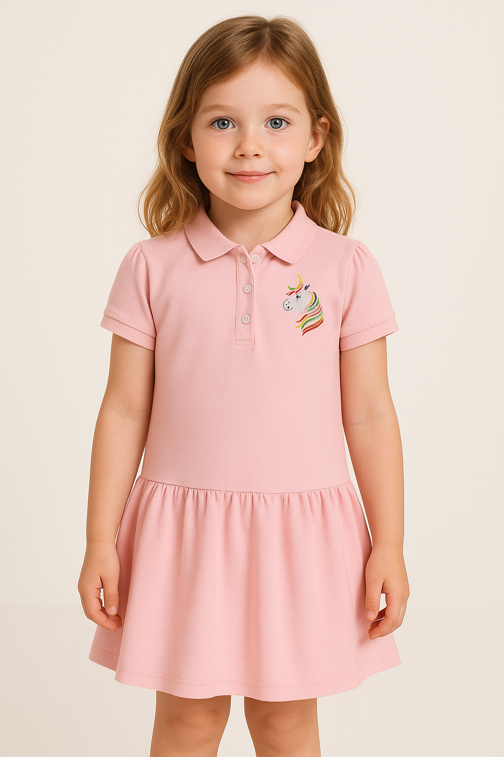 Pink Girls Drop-Waist Dress