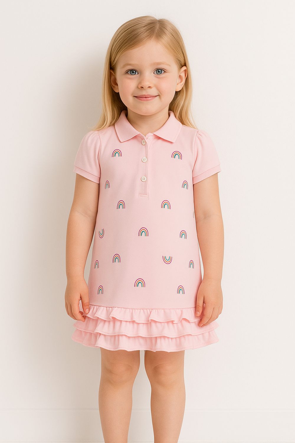 Toddler & Kids Rainbow Ruffle Polo Dress