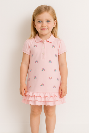 Toddler & Kids Rainbow Ruffle Polo Dress