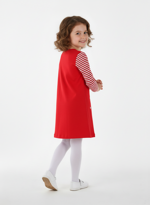 Christmas Toddler and Kids Long Sleeve Knitted Dress - Red 3