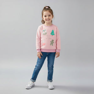 Pink Christmas Sweatshirt for Toddler and Kids Girls - Long Sleeve Crew Neck