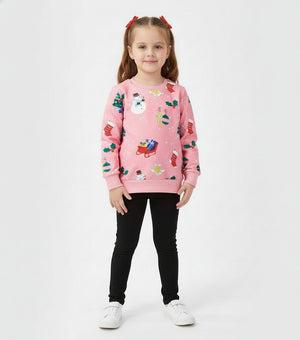 Pink Christmas Sweatshirt for Toddler and Kids Girls