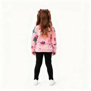 Pink Christmas Sweatshirt for Toddler and Kids Girls