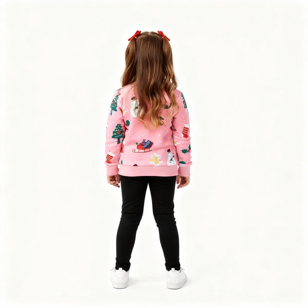 Pink Christmas Sweatshirt for Toddler and Kids Girls