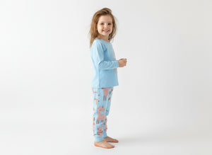 Toddler and Kids Girls Pajama Set - Baby Blue Long Sleeve Loungewear