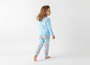 Toddler and Kids Girls Pajama Set - Baby Blue Long Sleeve Loungewear