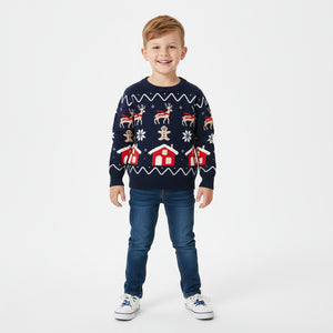 Navy Blue Christmas Sweater for Toddler and Kids Boys