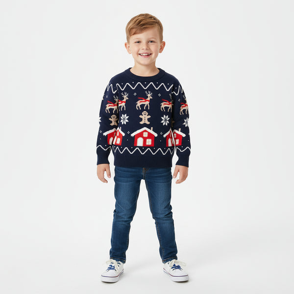 Navy Blue Christmas Sweater for Toddler and Kids Boys