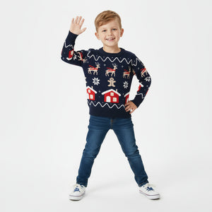 Navy Blue Christmas Sweater for Toddler and Kids Boys 2